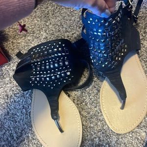 Black Studded Sandals